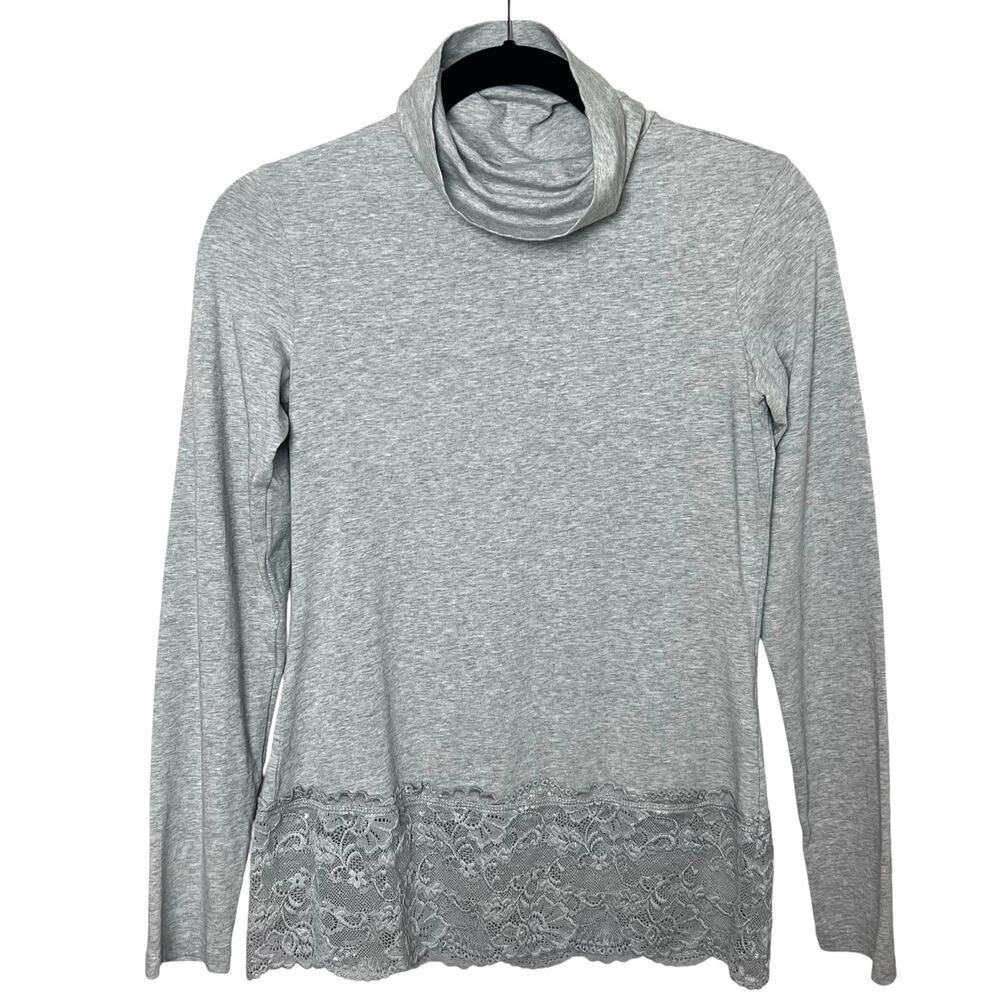 Sundance Elan Turtleneck Top Lace Bottom Heather Gray Sz XS